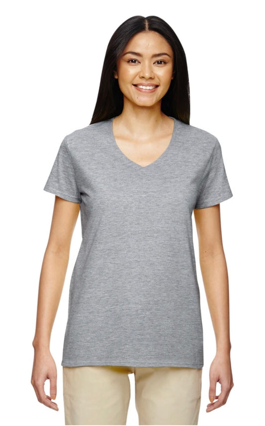 Custom Printed Women’s Heavy Cotton V-Neck Tee Shirt